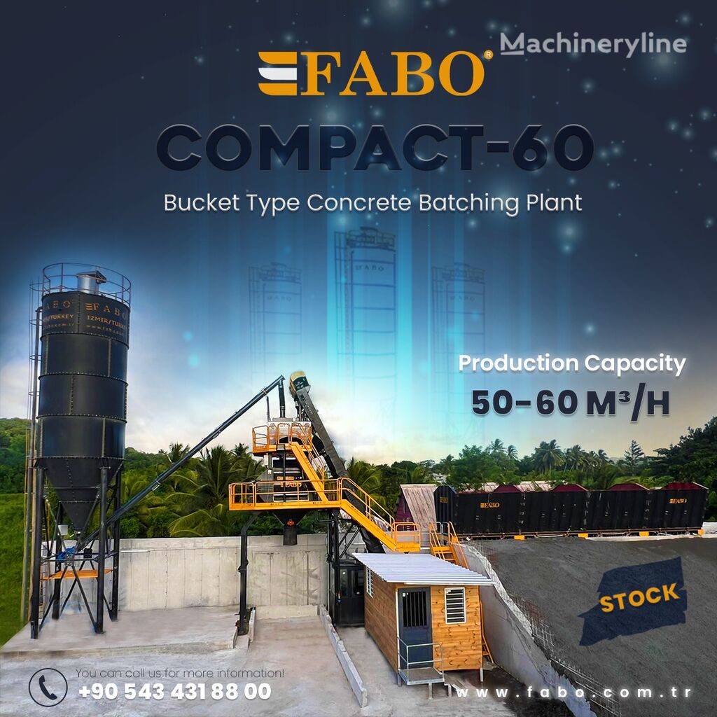 FABO CENTRALE À BÉTON COMPACTE À GODET 60 M3/H | STOCK neuve